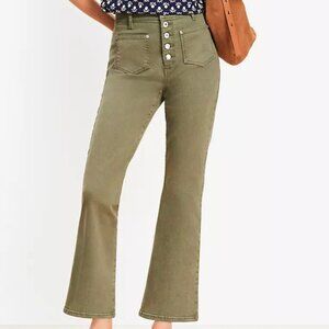 LOFT Patch Pocket High Rise Kick Crop Jeans in Evening Olive, Size 27/ 4 NWT